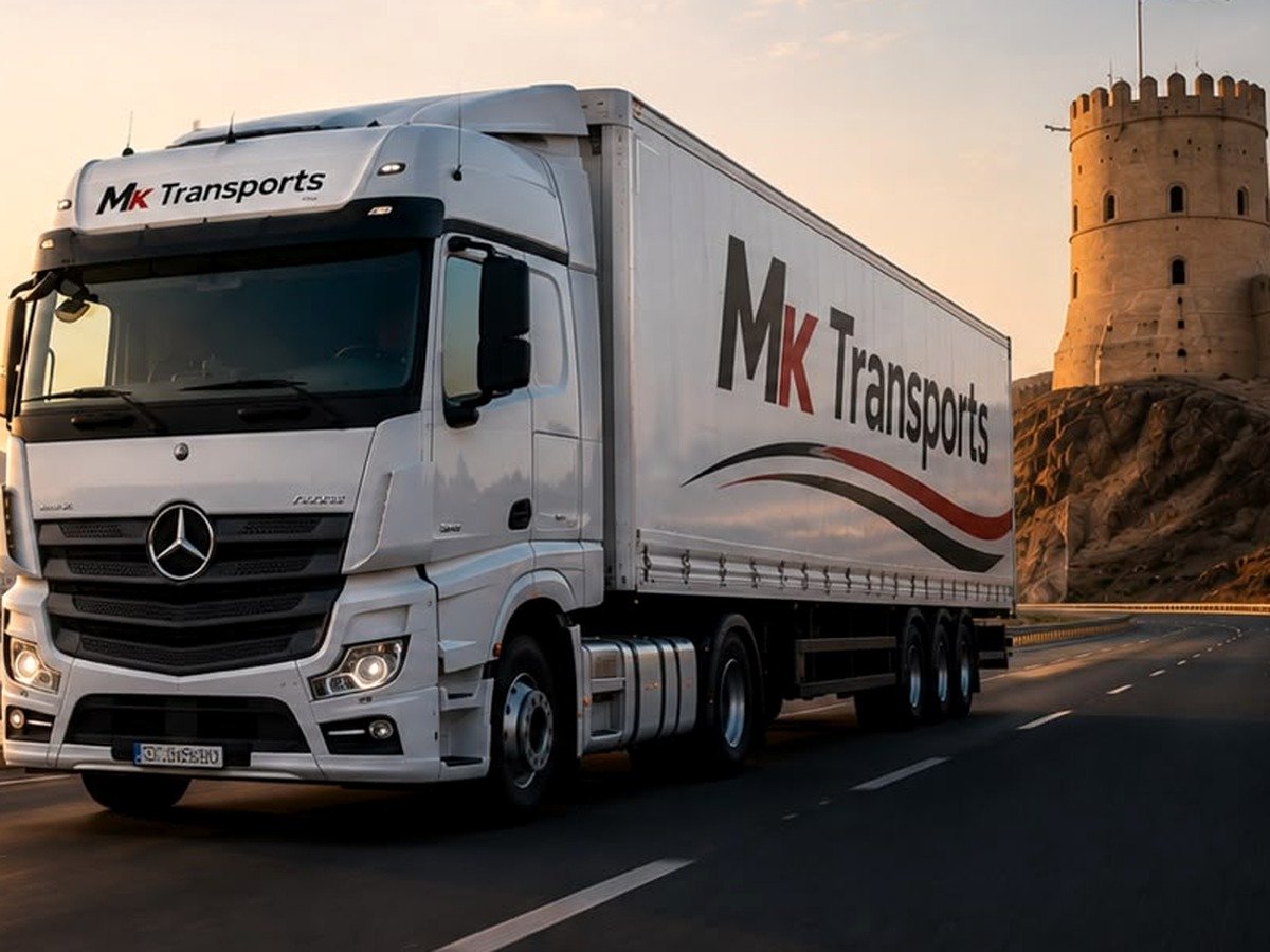 MK Transport commercial truck on the road in Oman